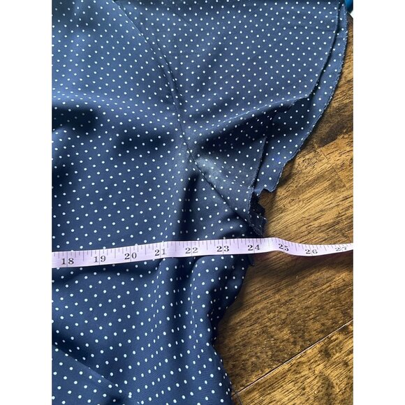 Lane Bryant Navy Blue Polka Dot Flutter Sleeve Midi Faux Wrap Dress Size 22 - Picture 8 of 12